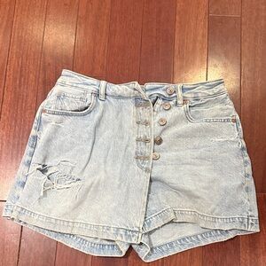 Trendy Light Blue Denim Jean Skort